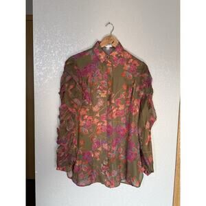 Ala Von Auersperg Rosa Silk Blouse Size XS Autumn Leaves Flaw